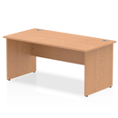 Impuls 800mm deep oak straight desk with panel legs by Dynamic, showing smooth wooden surface and sturdy metal frame.
