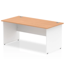 White Impulse 800mm deep straight desk with oak finish and panel legs, designed by Dynamic for modern office spaces.