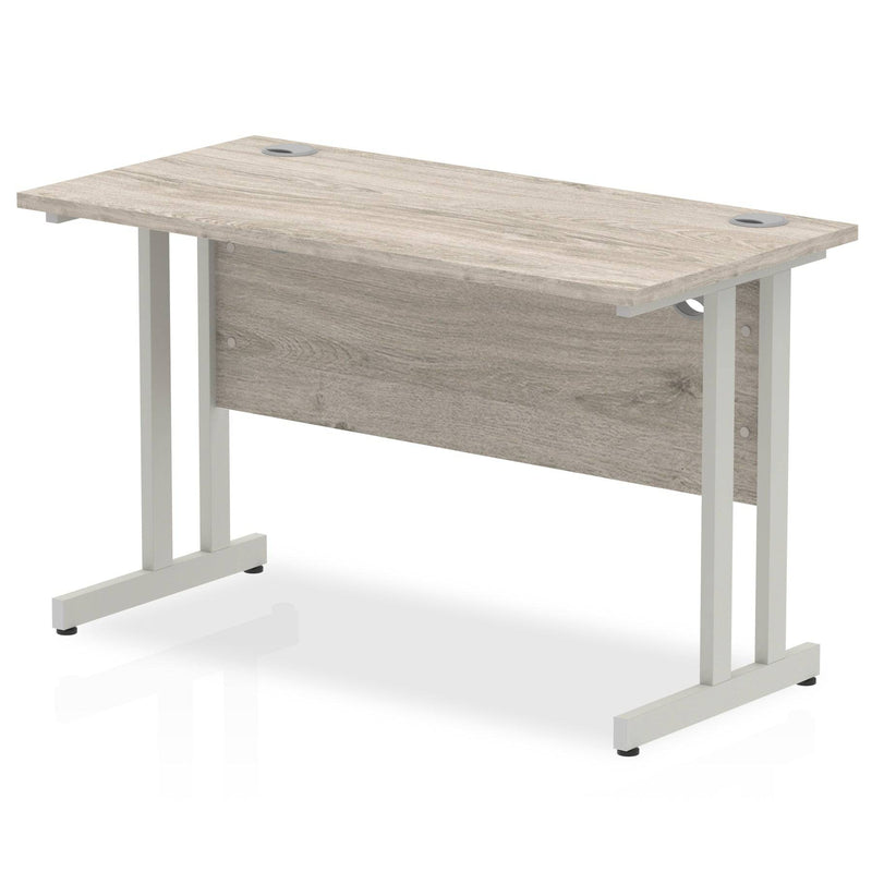 Impulse 600mm Deep Straight Desk With Cantilever Leg - Grey Oak - NWOF