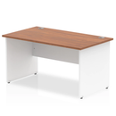 Impulse 800mm deep straight desk with panel legs in walnut finish, by Dynamic, showing the sleek workspace and sturdy design.