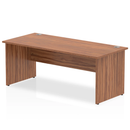 Dynamic Impulse 800mm deep straight desk with panel leg in walnut finish, showcasing a spacious office workspace.