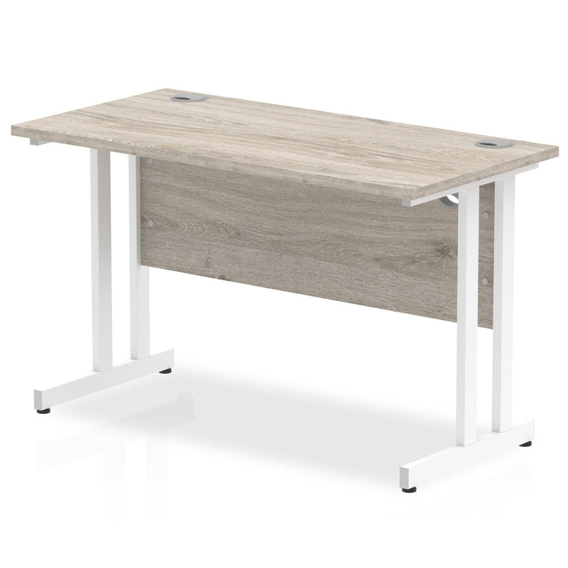 Impulse 600mm Deep Straight Desk With Cantilever Leg - Grey Oak - NWOF