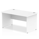 White Impulse 800mm deep straight desk with panel legs by Dynamic, showing a spacious office workspace with clean lines.