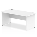 White Impulse 800mm deep straight desk with panel leg by Dynamic, showing a spacious office workspace with clean lines.