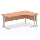 Impulse Crescent Desk with Cantilever Leg in Beech by Dynamic, 1800mm right-hand design with sleek silver finish.