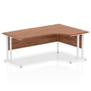 Impulse Crescent desk with cantilever leg in walnut finish by Dynamic, featuring a sleek, modern design and right-hand configuration.