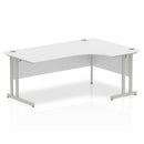 White Impulse Crescent Desk with cantilever leg from Dynamic, featuring a modern right-hand design and sleek white finish.