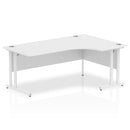 White Impulse Crescent Desk with cantilever leg by Dynamic, showing sleek modern design and right-hand configuration.