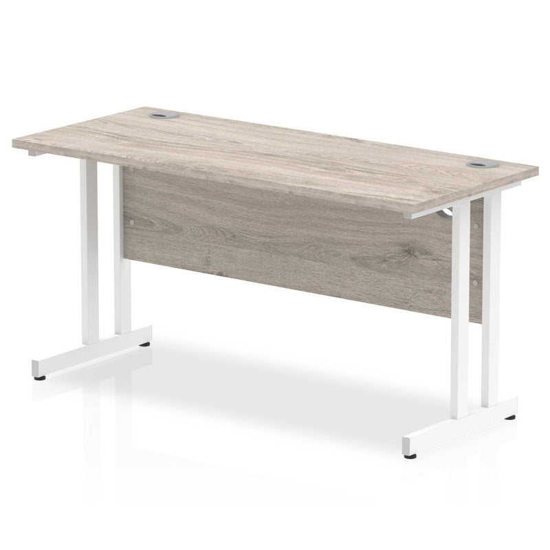 Impulse 600mm Deep Straight Desk With Cantilever Leg - Grey Oak - NWOF