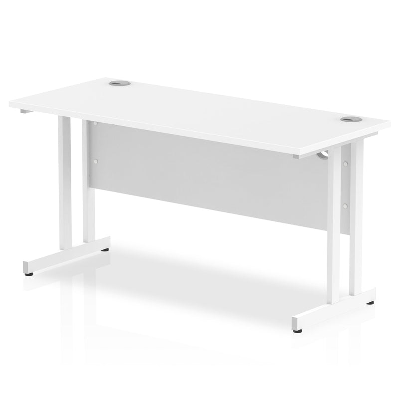 Impulse 600mm Deep Straight Desk With Cantilever Leg - White - NWOF