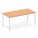 Impulse Straight Table Oak Top Silver Box Frame Leg - NWOF