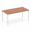 Impulse Straight Table Walnut Top Silver Box Frame Leg - NWOF