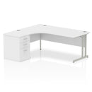 Impulse Crescent Desk With 600mm Deep Desk High Pedestal Bundle - White - NWOF
