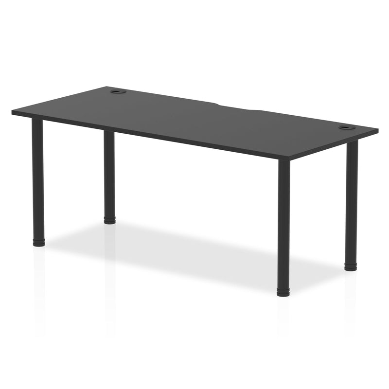 Impulse Black Series 800mm Deep Straight Desk Black Top with Cable Ports & Black Legs - NWOF