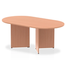 Beige Impulse Boardroom Table with Arrowhead Beech legs by Dynamic, showing sleek, modern design and sturdy construction.