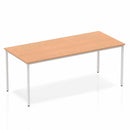 Impulse Straight Table Oak Top Silver Box Frame Leg - NWOF