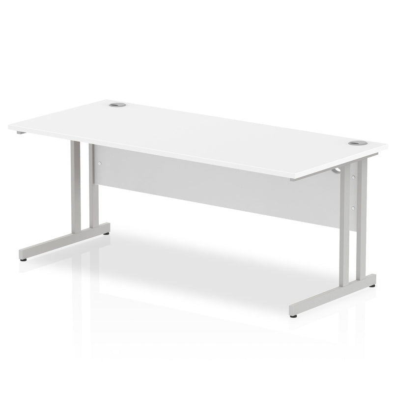 Impulse 800mm Deep Straight Desk With Cantilever Leg - White - NWOF