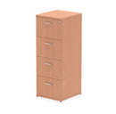 Beige Impulse filing cabinet by Dynamic with four drawers, made of beech wood, shown with open drawers for storage.