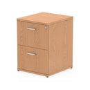 Dark oak Impulse filing cabinet by Dynamic with multiple drawers and sleek metal handles, ideal for office storage.