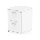 White Impulse Filing Cabinet by Dynamic with multiple drawers and metal handles, designed for organized office storage.