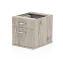 Grey oak Impulse fixed pedestal by Dynamic with two drawers, designed for office or bedroom storage.