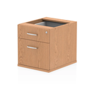 Dynamic Impulse Fixed Pedestal in oak wood, showcasing a sleek, modern design with a smooth finish and sturdy construction.