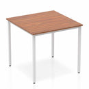 Impulse Straight Table Walnut Top Silver Box Frame Leg - NWOF