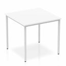 Impulse Straight Table White Top Silver Box Frame Leg - NWOF