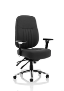 Black Barcelona Deluxe Fabric Operator Chair by Dynamic with ergonomic design and adjustable features for office use.