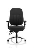 Black Barcelona Deluxe Fabric Operator Chair by Dynamic with ergonomic design and adjustable features for office use.