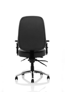 Black Barcelona Deluxe Fabric Operator Chair by Dynamic with ergonomic design and adjustable features.