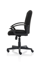Black Bella Executive Fabric Managers Chair by Dynamic with padded armrests and adjustable height.
