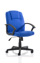 Blue fabric managers chair from Dynamic Bella Executive series with ergonomic design and adjustable features.