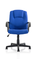 Dynamic Bella Executive Fabric Managers Chair in blue with ergonomic design and padded armrests, ideal for office use.