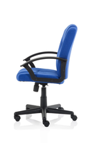 Blue fabric managers chair from the Bella Executive collection by Dynamic with ergonomic design and adjustable features.