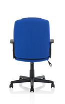Dynamic Bella Executive Fabric Managers Chair in blue with ergonomic design and padded armrests, ideal for office use.
