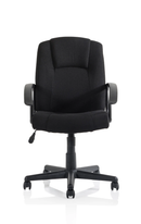 Black Bella Executive Fabric Managers Chair by Dynamic with padded armrests and adjustable height for comfortable office seating.