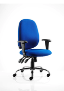 Black Lisbon operator chair with adjustable arms by Dynamic, featuring ergonomic design and padded seat for office comfort.