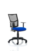 Black Eclipse Plus II mesh back operator chair by Dynamic with adjustable armrests and ergonomic design.