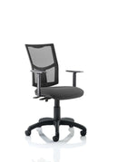 Black Eclipse Plus II Mesh Back Operator Chair by Dynamic with adjustable armrests and ergonomic design.