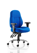 Dynamic Storm Operator Chair with adjustable arms in Storm Blue, featuring ergonomic design and padded seat for comfort.