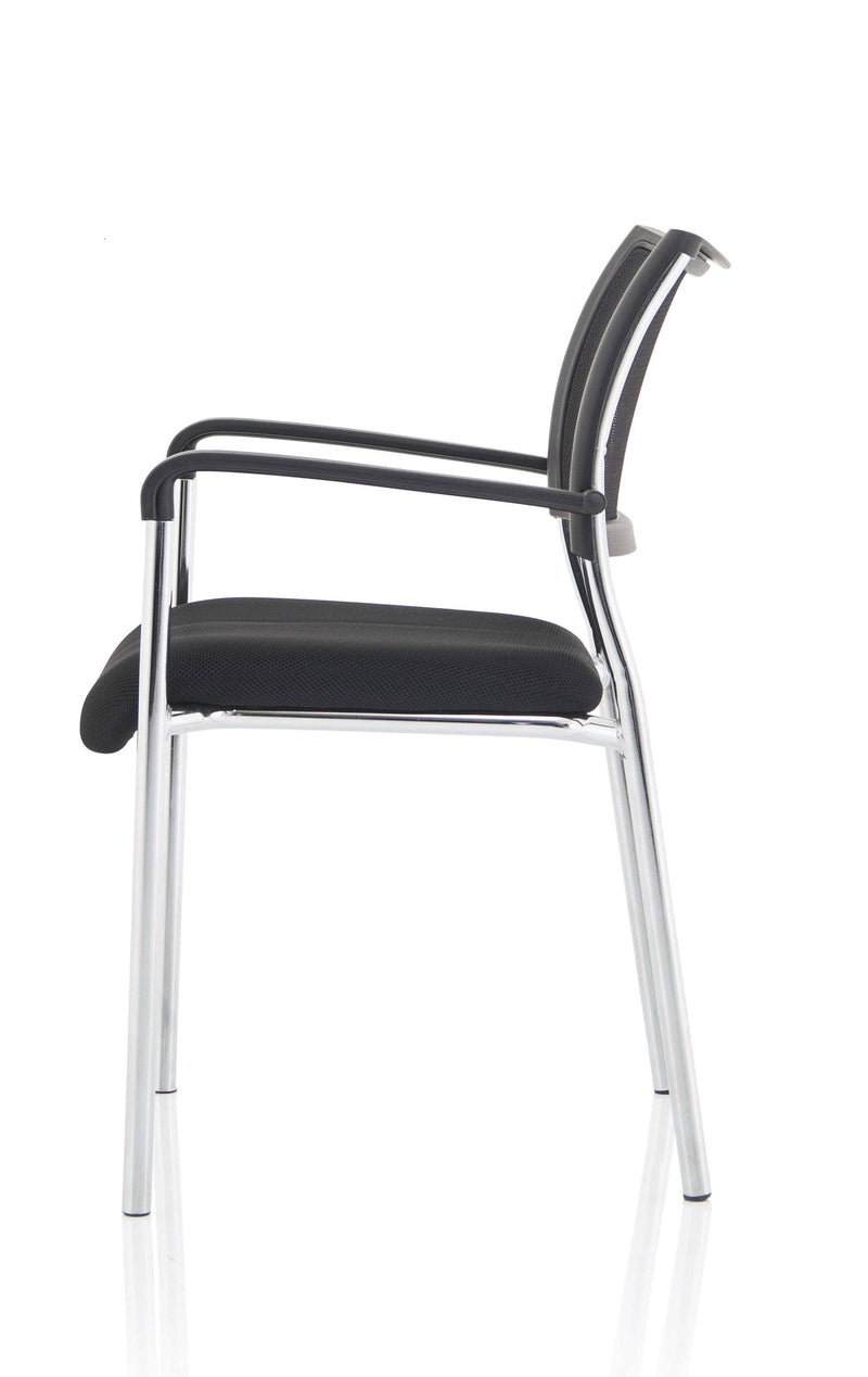 Brunswick Visitor Black Fabric Chair With Arms & Chrome Frame - NWOF