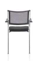 Brunswick Visitor Black Fabric Chair With Arms & Chrome Frame - NWOF