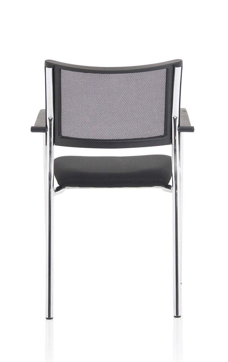 Brunswick Visitor Black Fabric Chair With Arms & Chrome Frame - NWOF