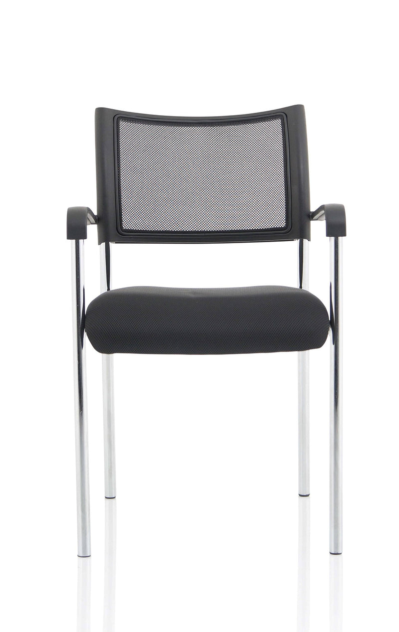 Brunswick Visitor Black Fabric Chair With Arms & Chrome Frame - NWOF