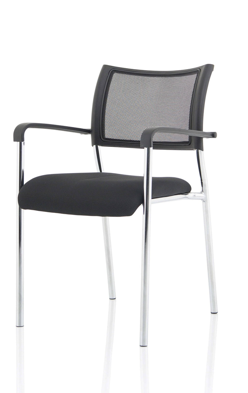 Brunswick Visitor Black Fabric Chair With Arms & Chrome Frame - NWOF