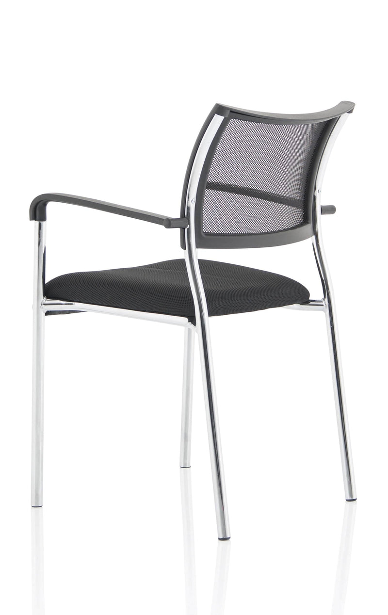 Brunswick Visitor Black Fabric Chair With Arms & Chrome Frame - NWOF