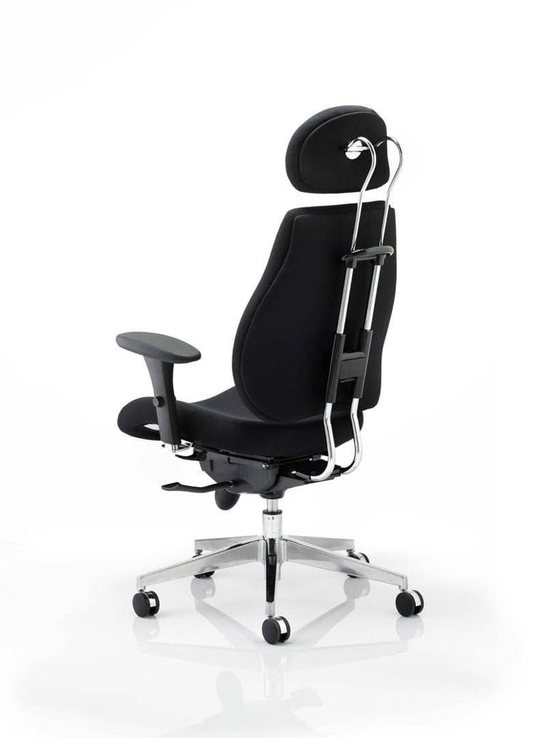 Chiro Plus Ergo Posture Chair Black With Arms & Headrest - NWOF