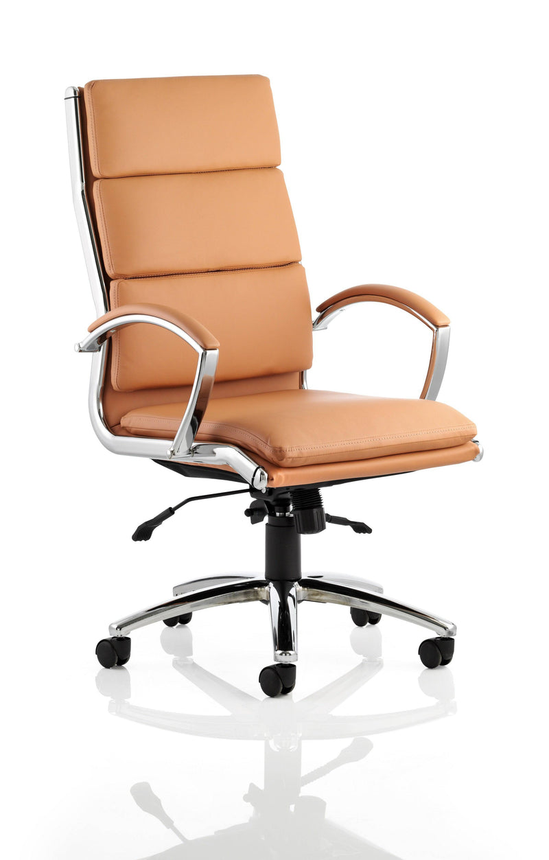 Classic Executive Chair Tan With Arms High Back - NWOF