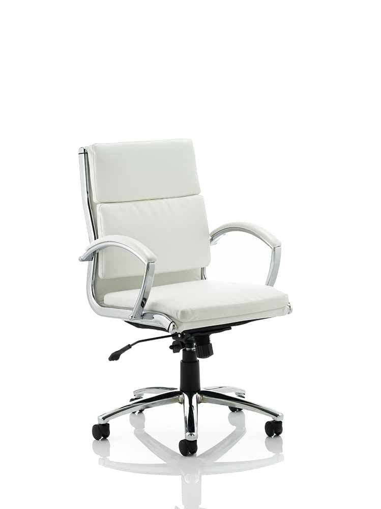 Classic Executive Chair White With Arms Medium Back - NWOF